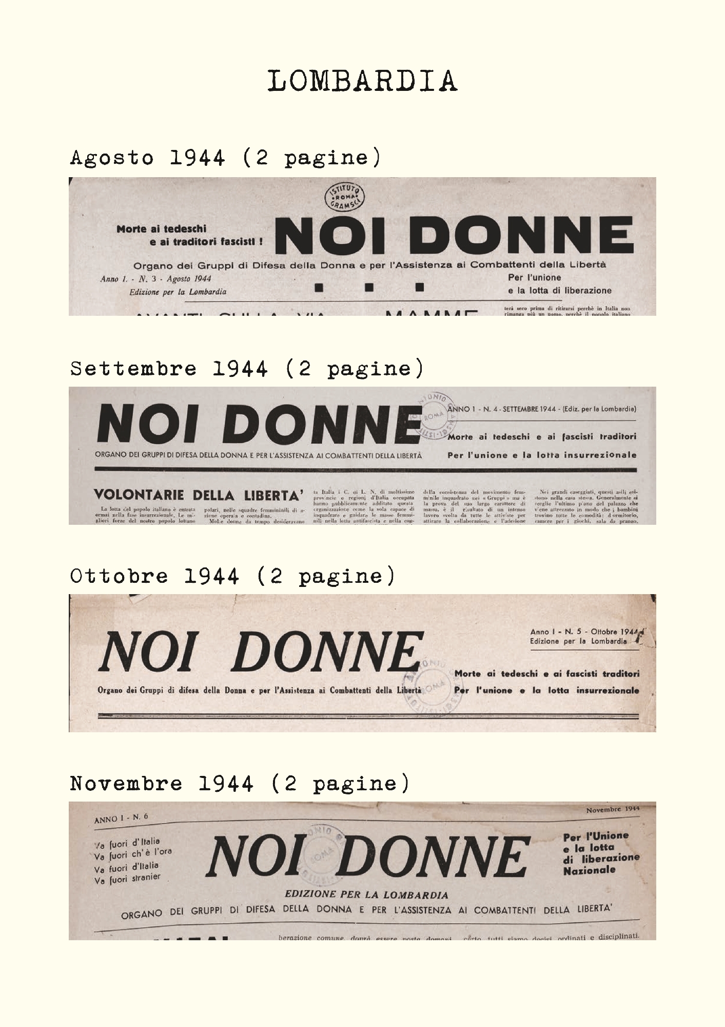 Foto: Numeri clandestini 1944 1945, raccolta