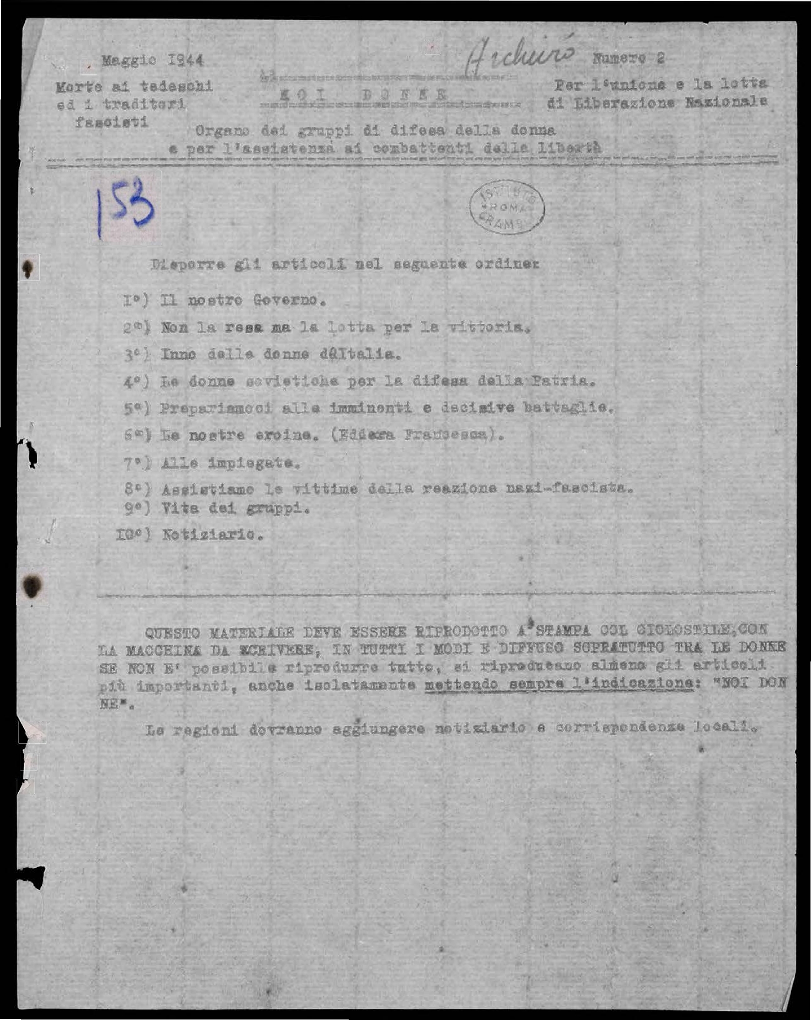 Foto: Numeri clandestini 1944 1945, raccolta