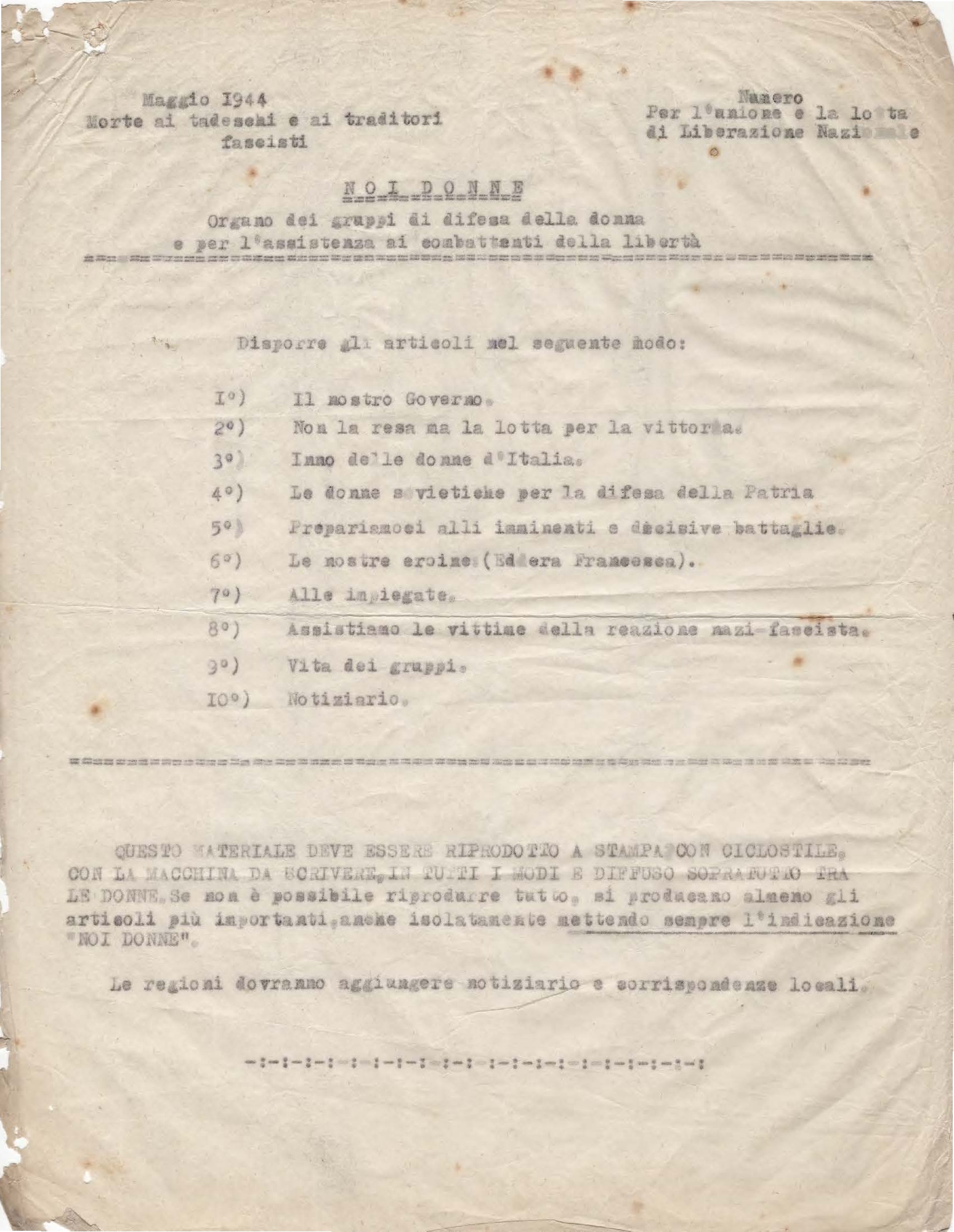 Foto: Numeri clandestini 1944 1945, raccolta