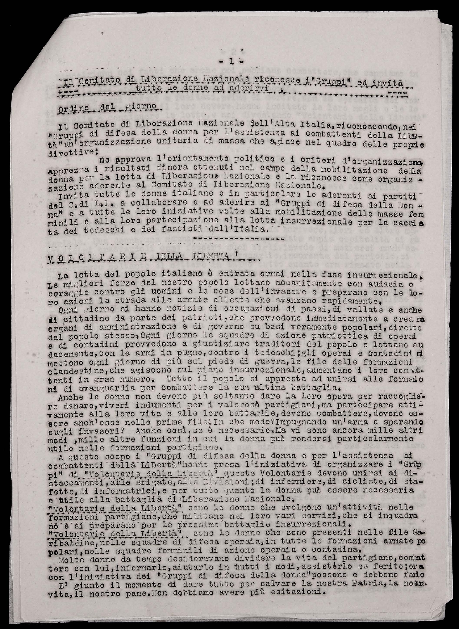 Foto: Liguria, Comitato di Liberazione, Volontarie della libertà 