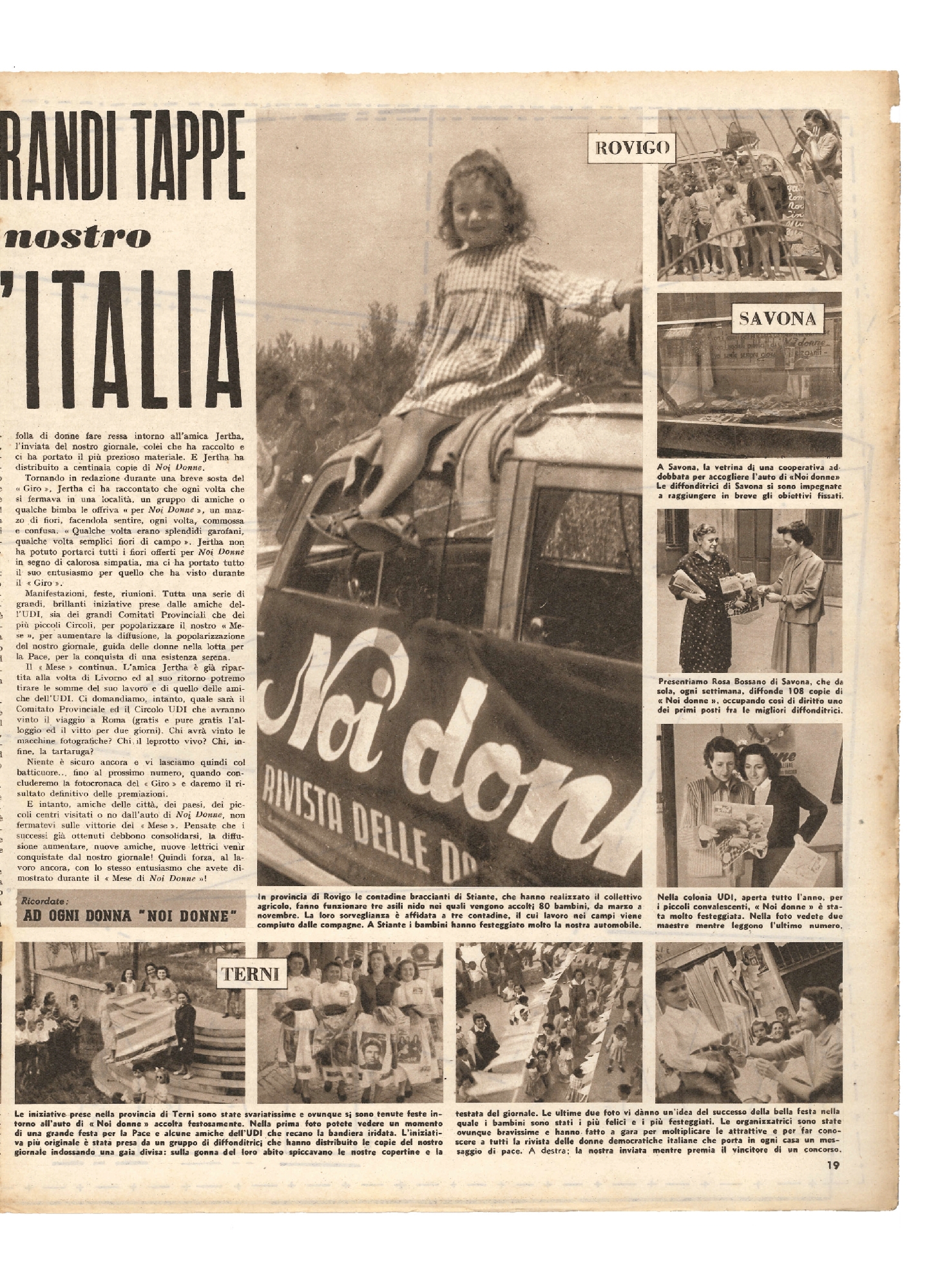 Foto: Le ragazze d'Italia a Roma/Le lavoratrici di tabacco/Il Giro d'Italia di Noi Donne 