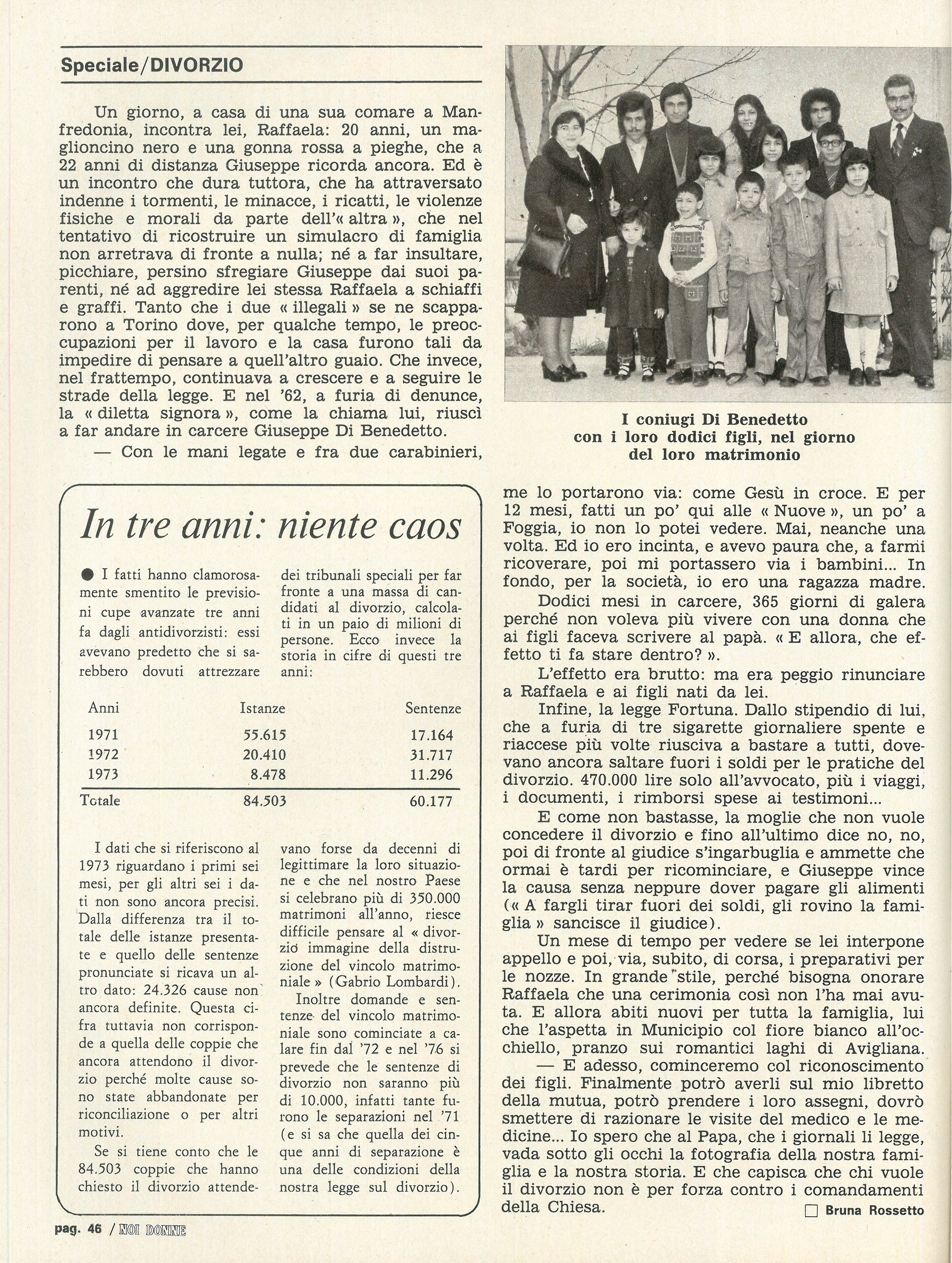 Foto: (nr 9-10)Speciale “Diciamo no all’abolizione del divorzio”: la legge sul divorzio garantisce la libertà alle donne – Gravidanza: il dolore del parto non deve essere un destino inevitabile 8 Marzo: dalla sua fondazione Noi Donne si batte per i diritti