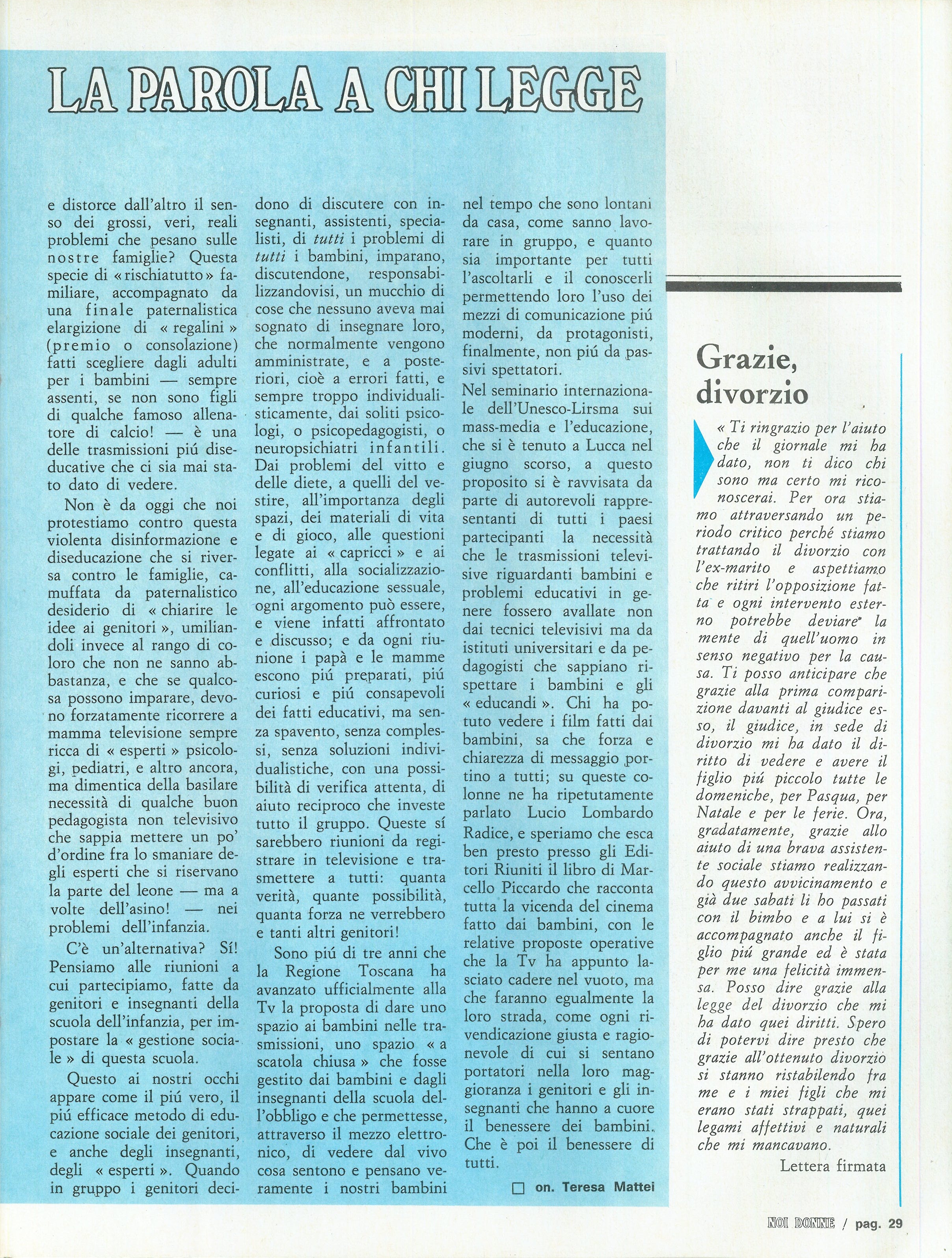 Foto: Speciale “Lo scolaro in trincea”: le pessime condizioni in cui versano le scuole italiane, soprattutto di periferia – Divorzio: l’ingerenza inaccettabile della CEI – Cuba: incontro con le donne che hanno lottato per la rivoluzione. 