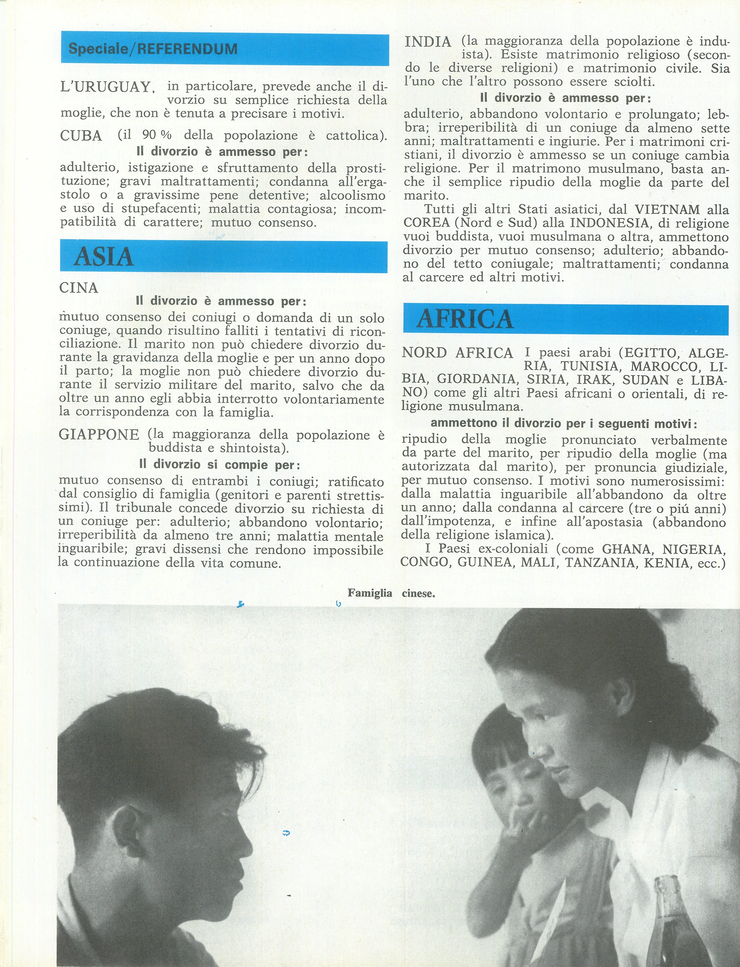 Foto: Speciale “12 maggio: votiamo così”: alla viglia del referendum una panoramica dei motivi per difendere il divorzio. Referendum: le leggi che lo regolano nel resto del mondo – Colombia: la sconfitta elettorale di Maria Eugenia RojasIl 