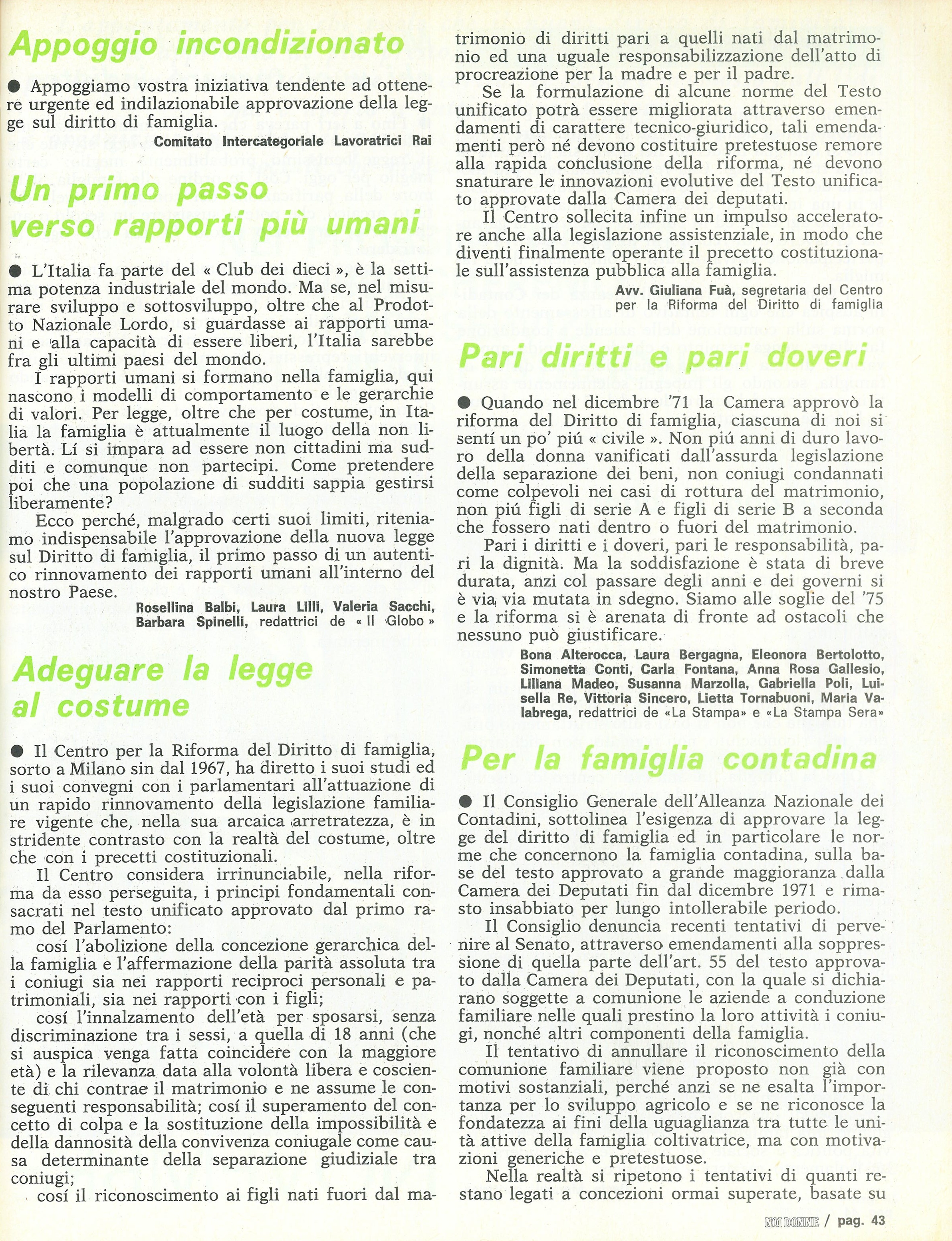 Foto: Sul diritto di famiglia siamo fermi all'800
