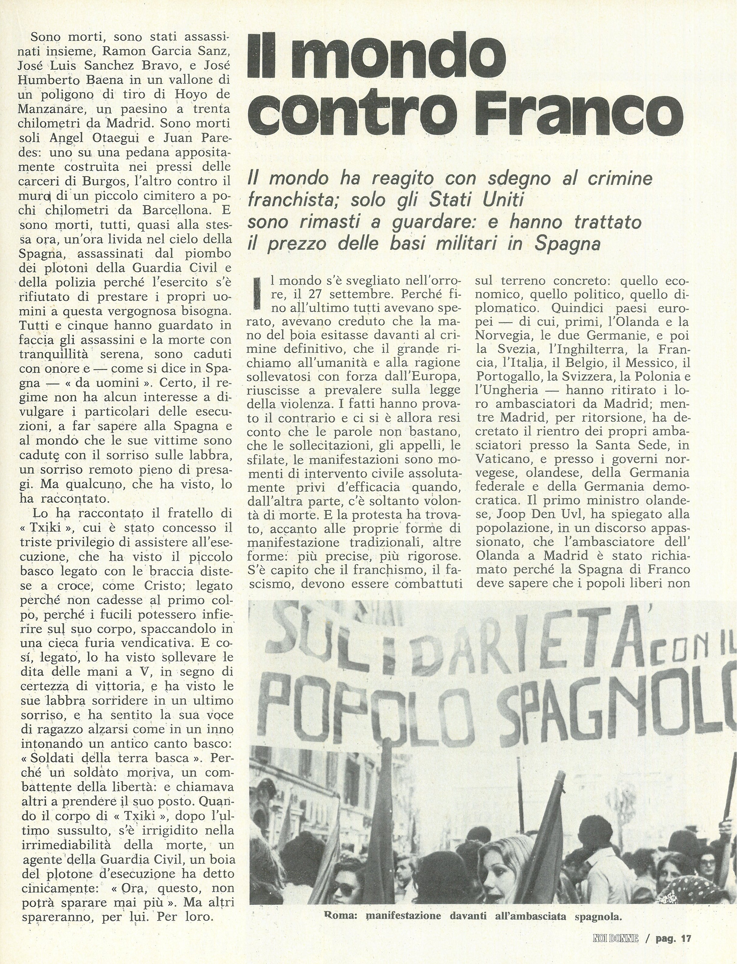 Foto: Tutto il mondo contro il generale Franco