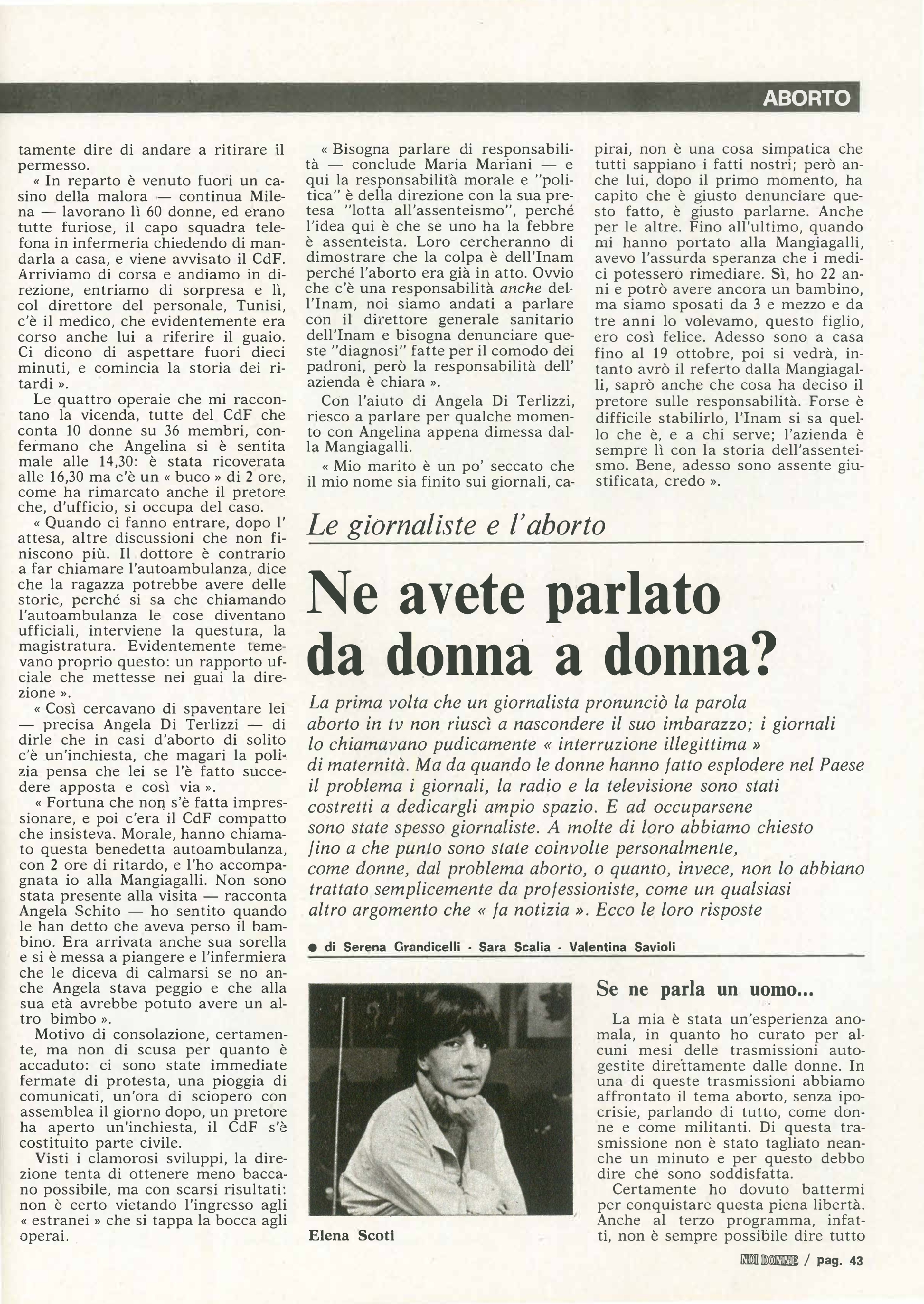 Foto: Aborto. Primo: non arrangiarsi