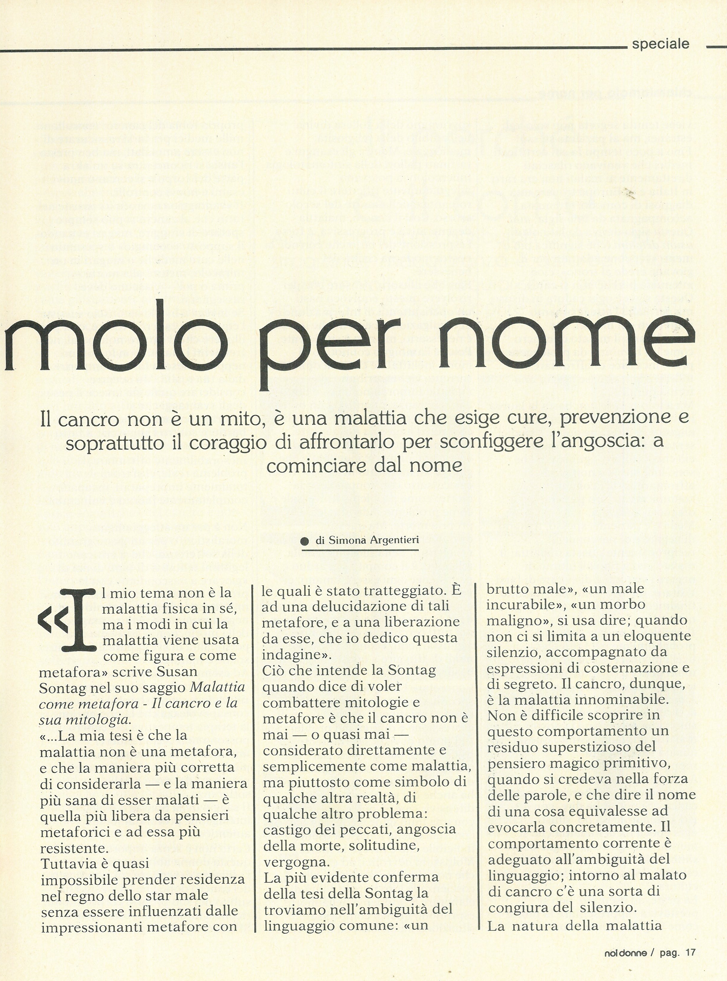 Foto: Cancro chiamiamolo per nome