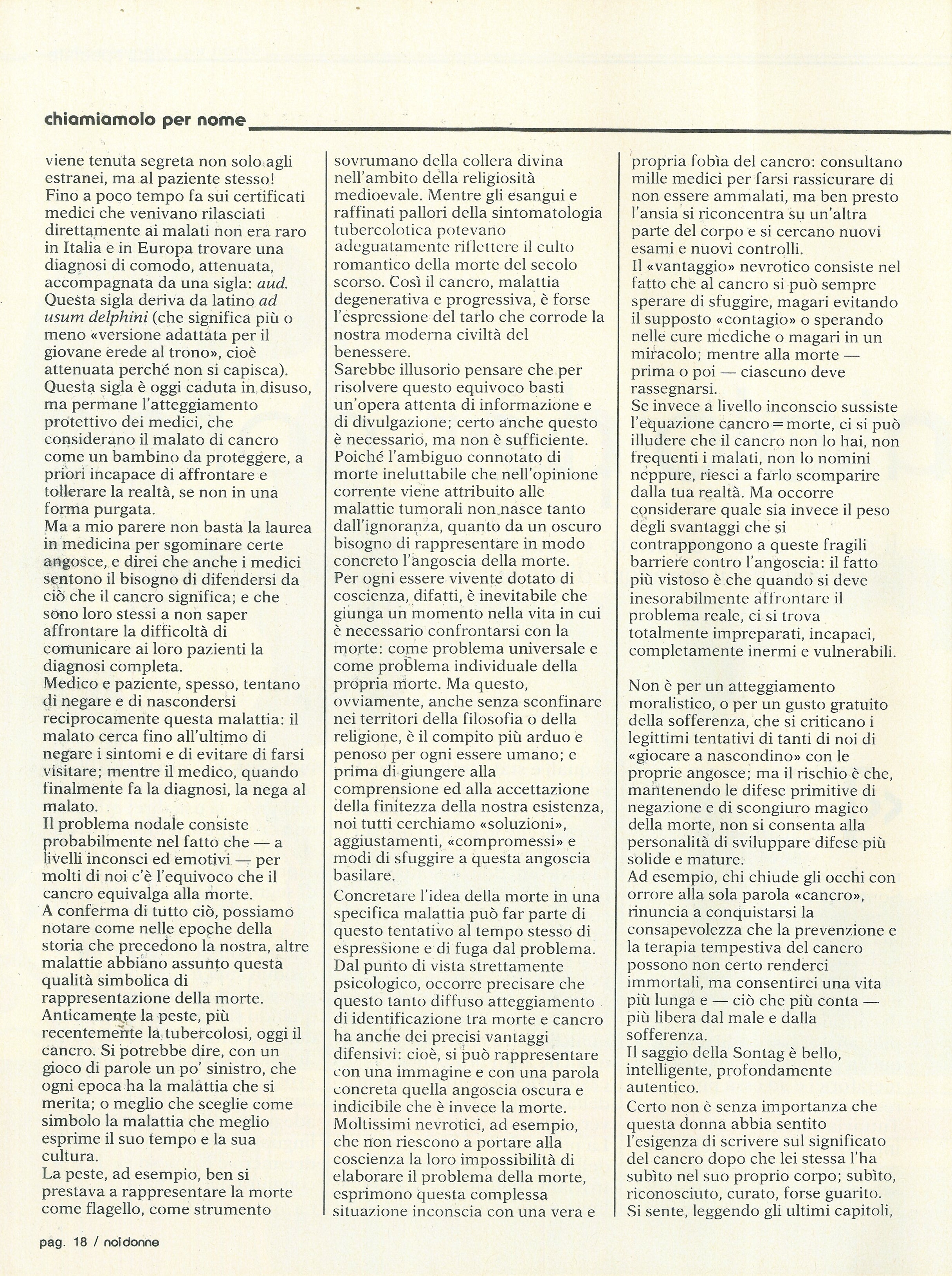 Foto: Cancro chiamiamolo per nome