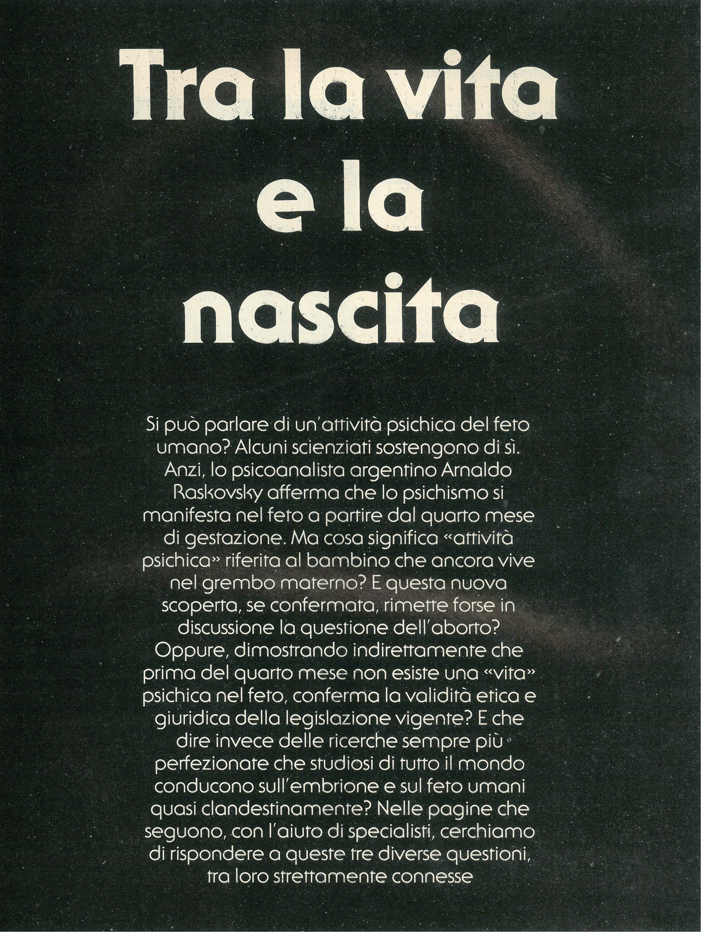 Foto: Tra la vita e la nascita