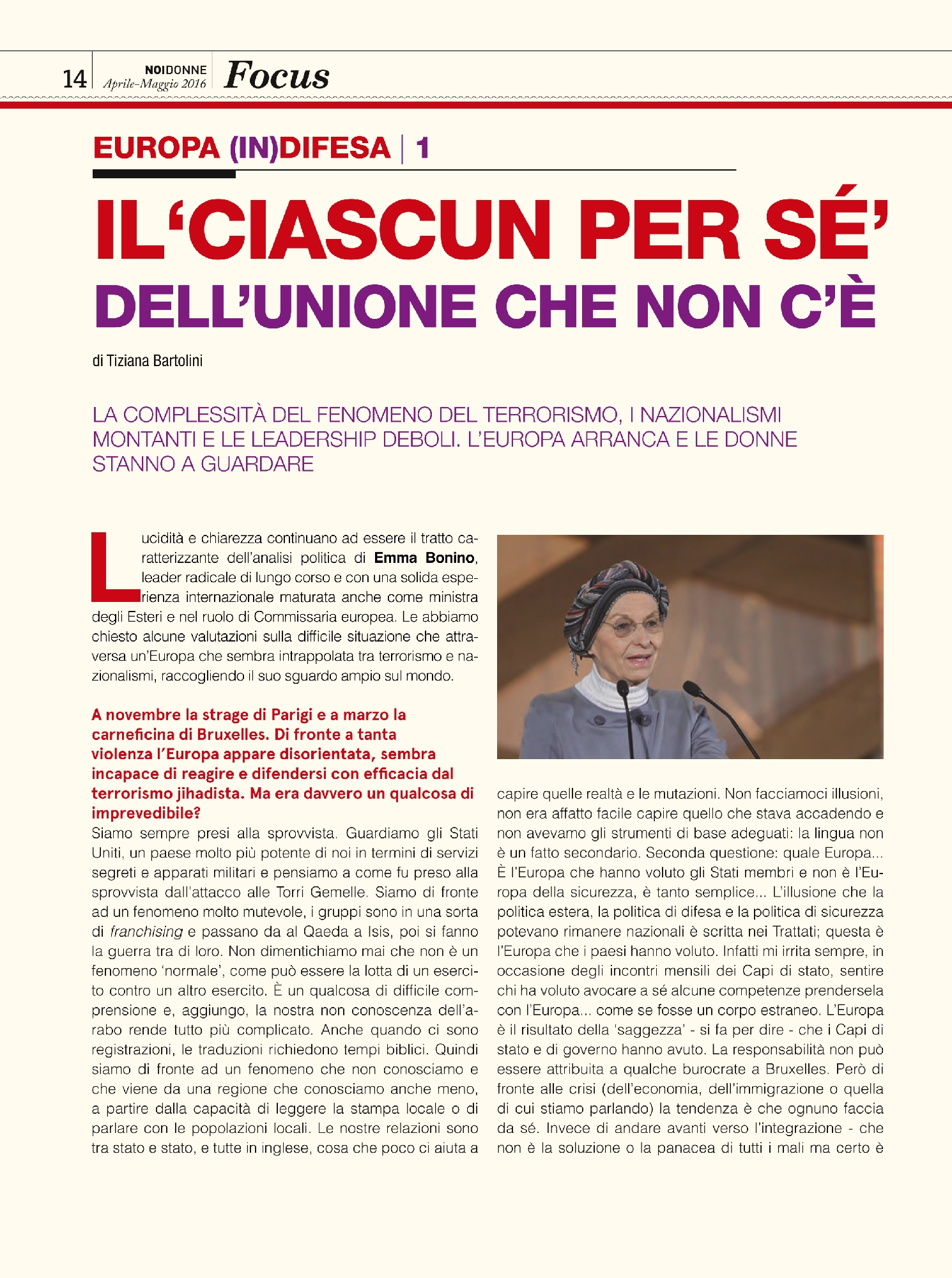 Foto: (nr 4-5) Europa (in)difesa. Barriere politiche e culturali