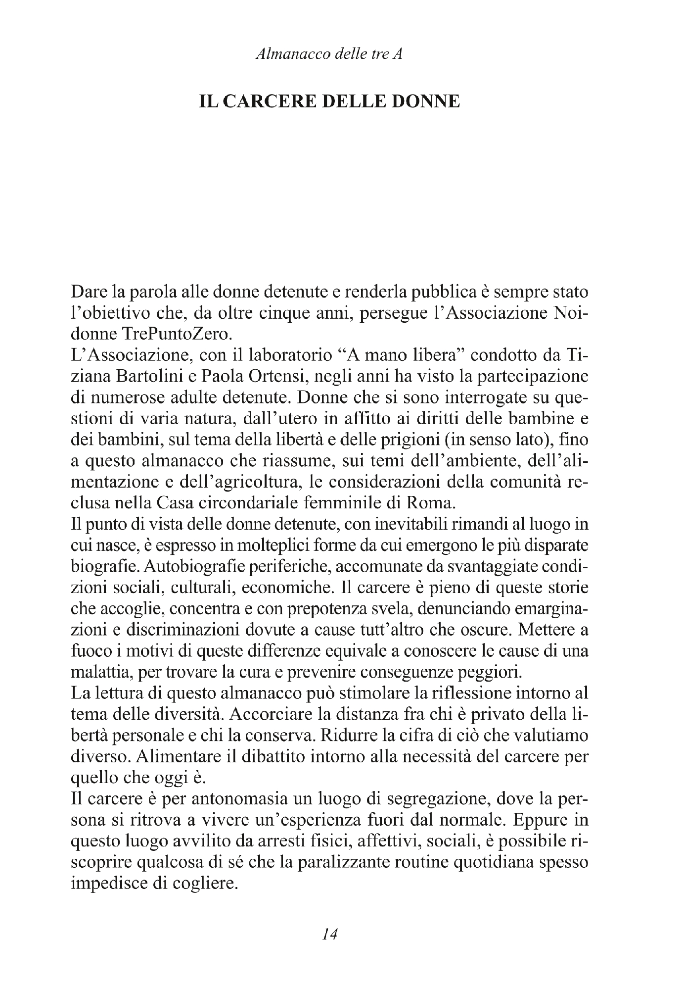 Foto: ALMANACCO DELLE TRE A (Progetto Rebibbia)